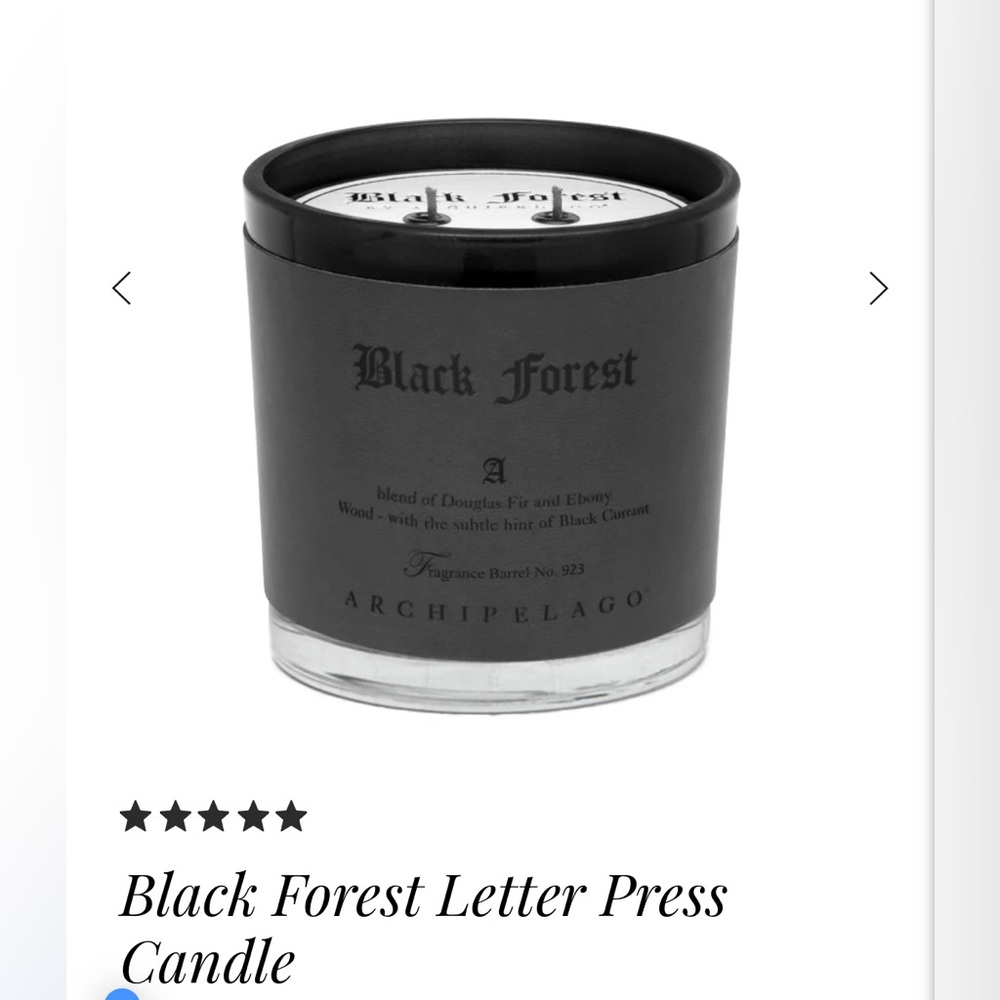 NEW Archipelago Large Letterpress Candle 🕯️ Black Forest